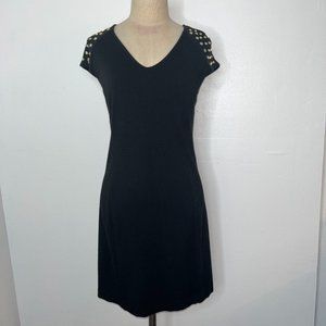 Michael Kors Black Studded Short Sleeve Bodycon Dress Womens 4